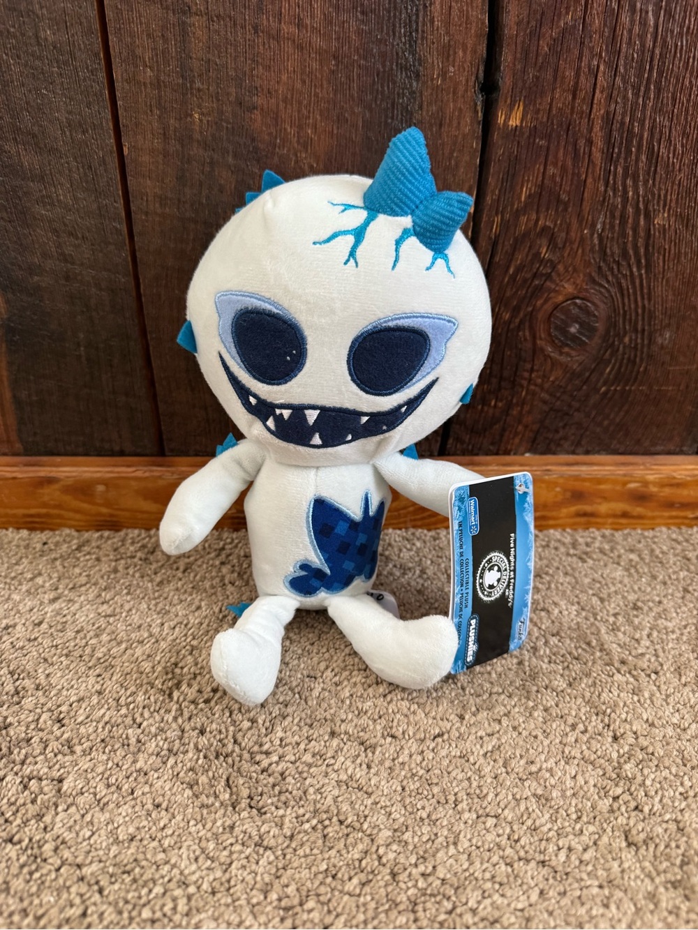 Blue White Monster Plush Toy for Kids - Soft Cuddly Creature